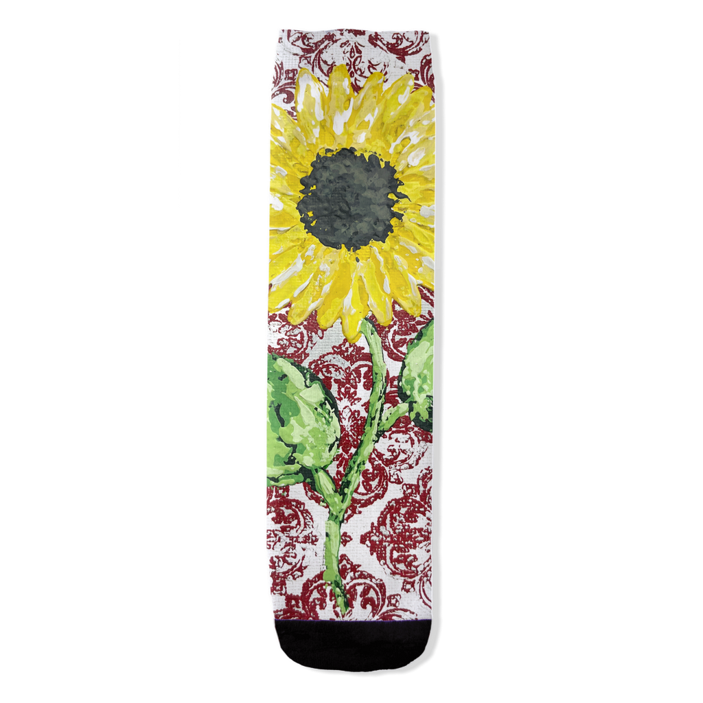 Vintage Red Sunflower All-Over Print Socks