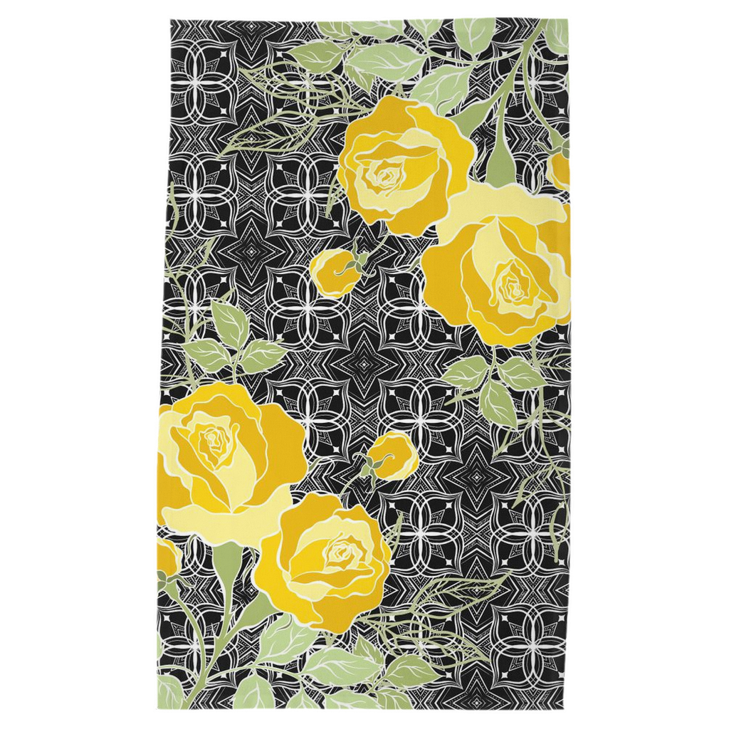 Art Deco Rose Charcoal Tea Towel