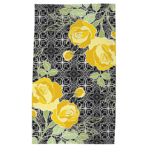 Art Deco Rose Charcoal Tea Towel