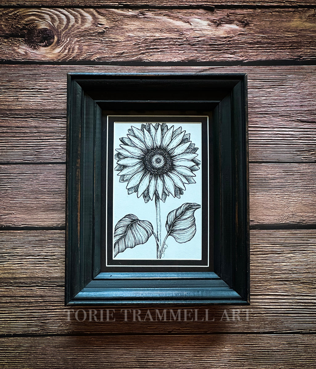 Original -’Sunflower in Ink’