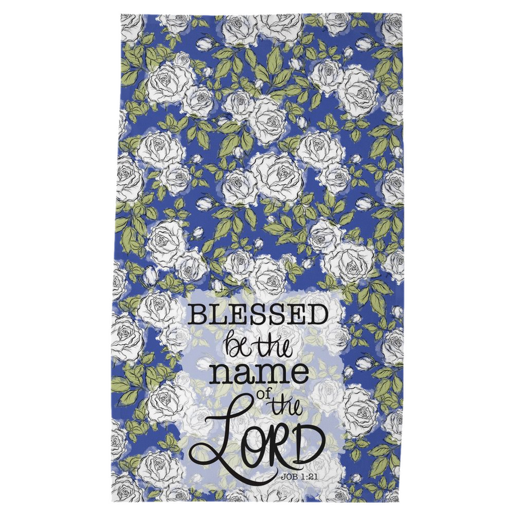Blessed Be Roses Blue Tea Towel