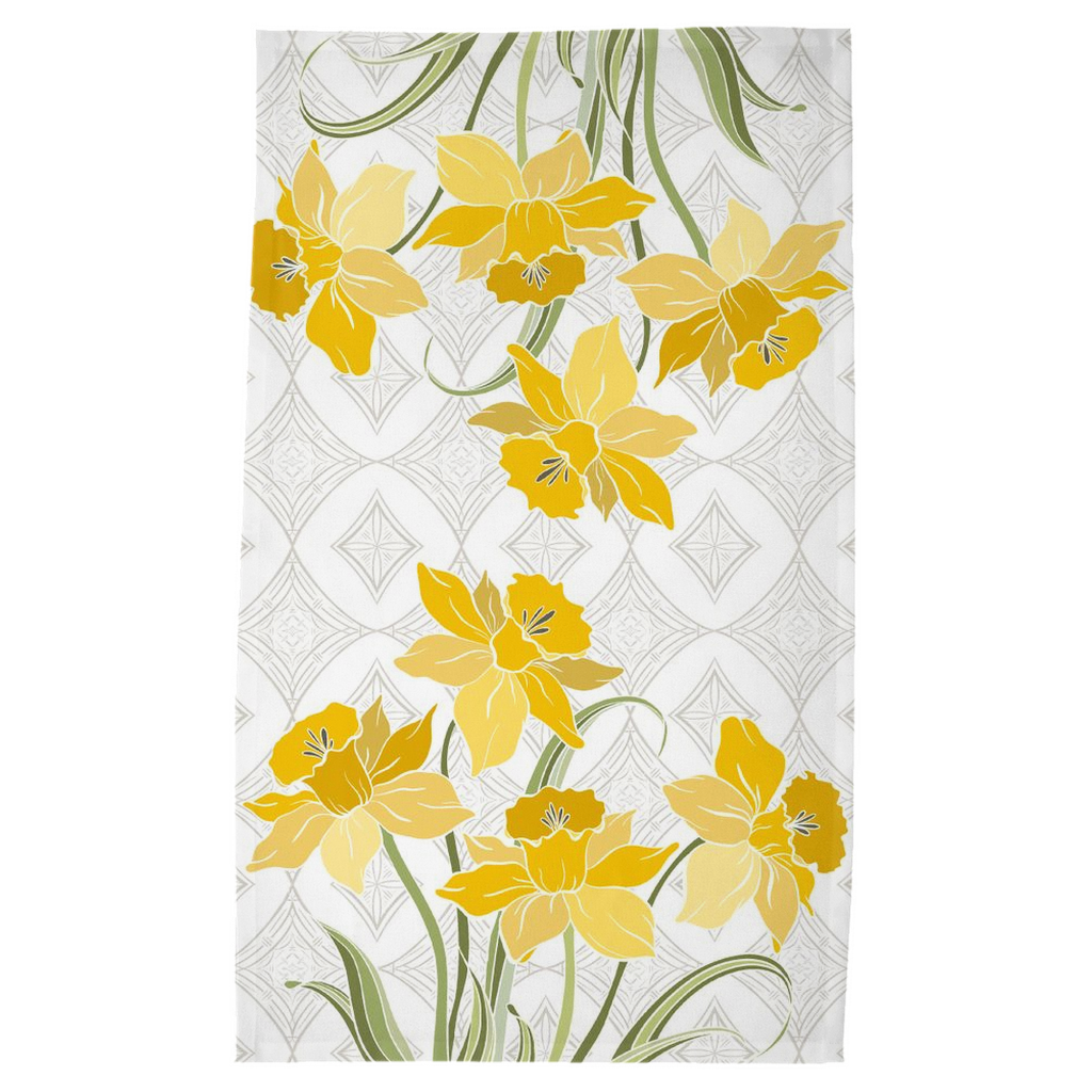 Art Deco Daffodil Tea Towel