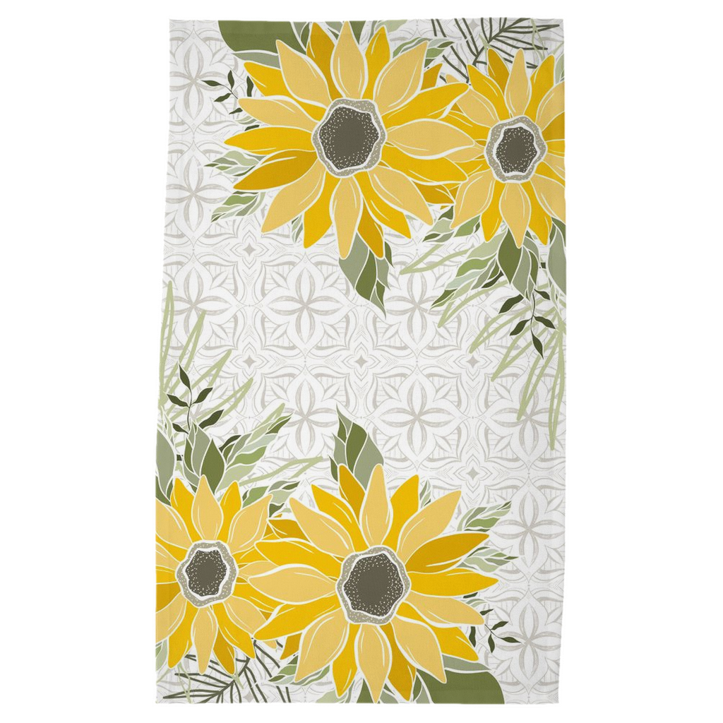 Art Deco Sunflower Tea Towel