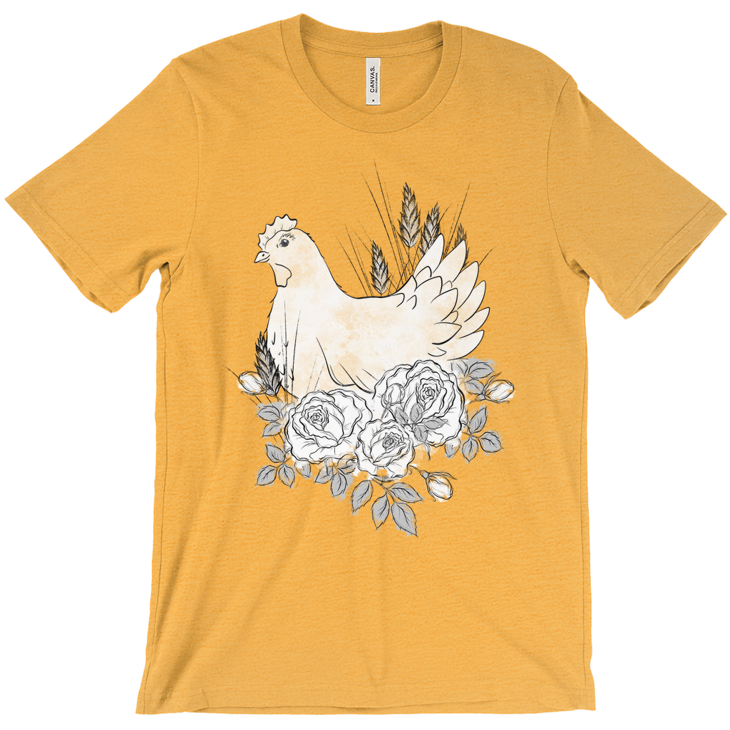 Floral Hen Black & White T-Shirt (Adult)