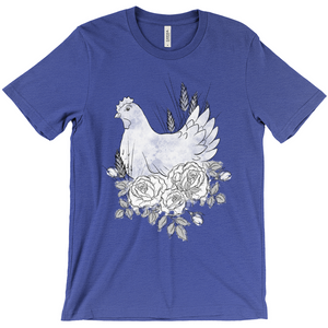 Floral Hen Black & White T-Shirt (Adult)