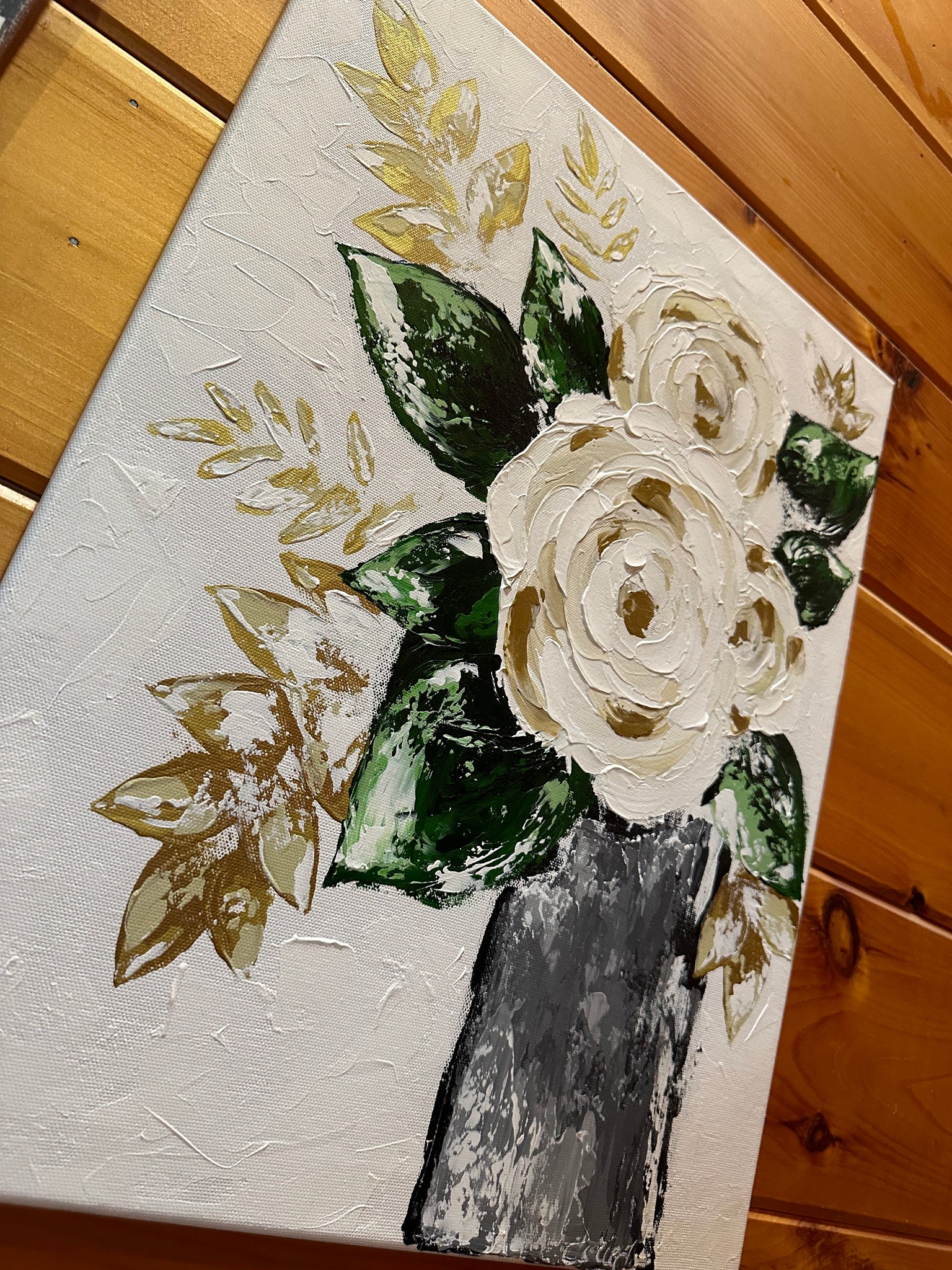 Metallic Roses Painting Original -‘Metallic Roses’ – Thistle & Grace