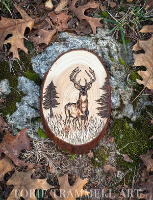 Wood Burned Deer Slice