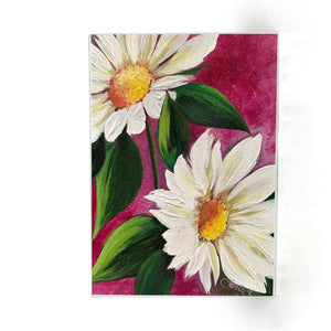 Magenta Daisies Glass Cutting Board