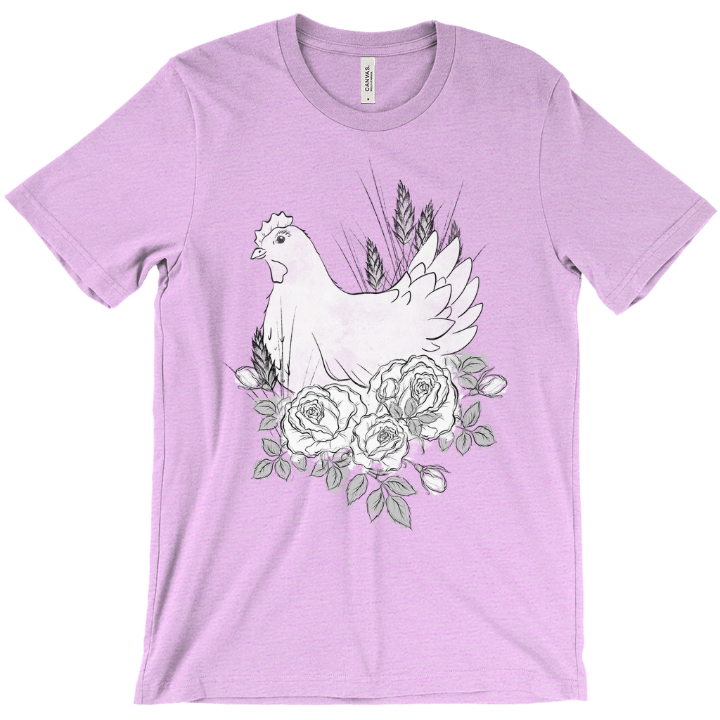 Floral Hen Black & White T-Shirt (Adult)