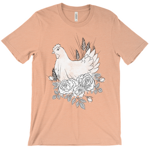 Floral Hen Black & White T-Shirt (Adult)