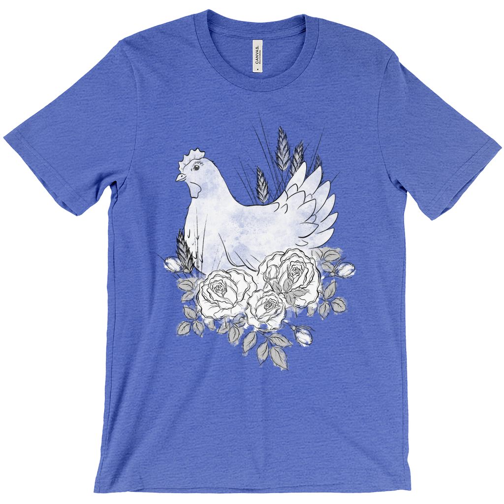 Floral Hen Black & White T-Shirt (Adult)