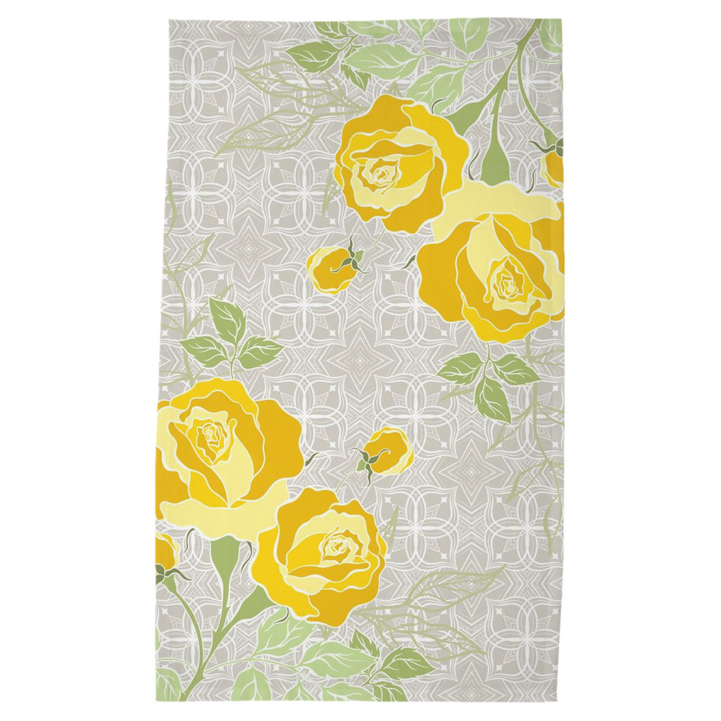 Art Deco Rose Tan Tea Towel