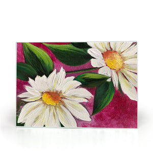 Magenta Daisies Glass Cutting Board