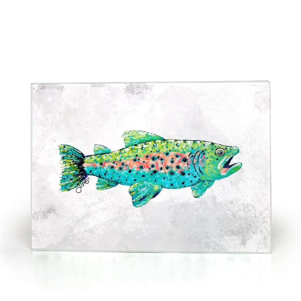 Trout Canvas Glass Cutting Board