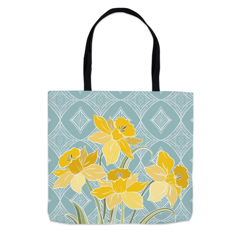 Art Deco Daffodil Vintage Blue Tote Bag