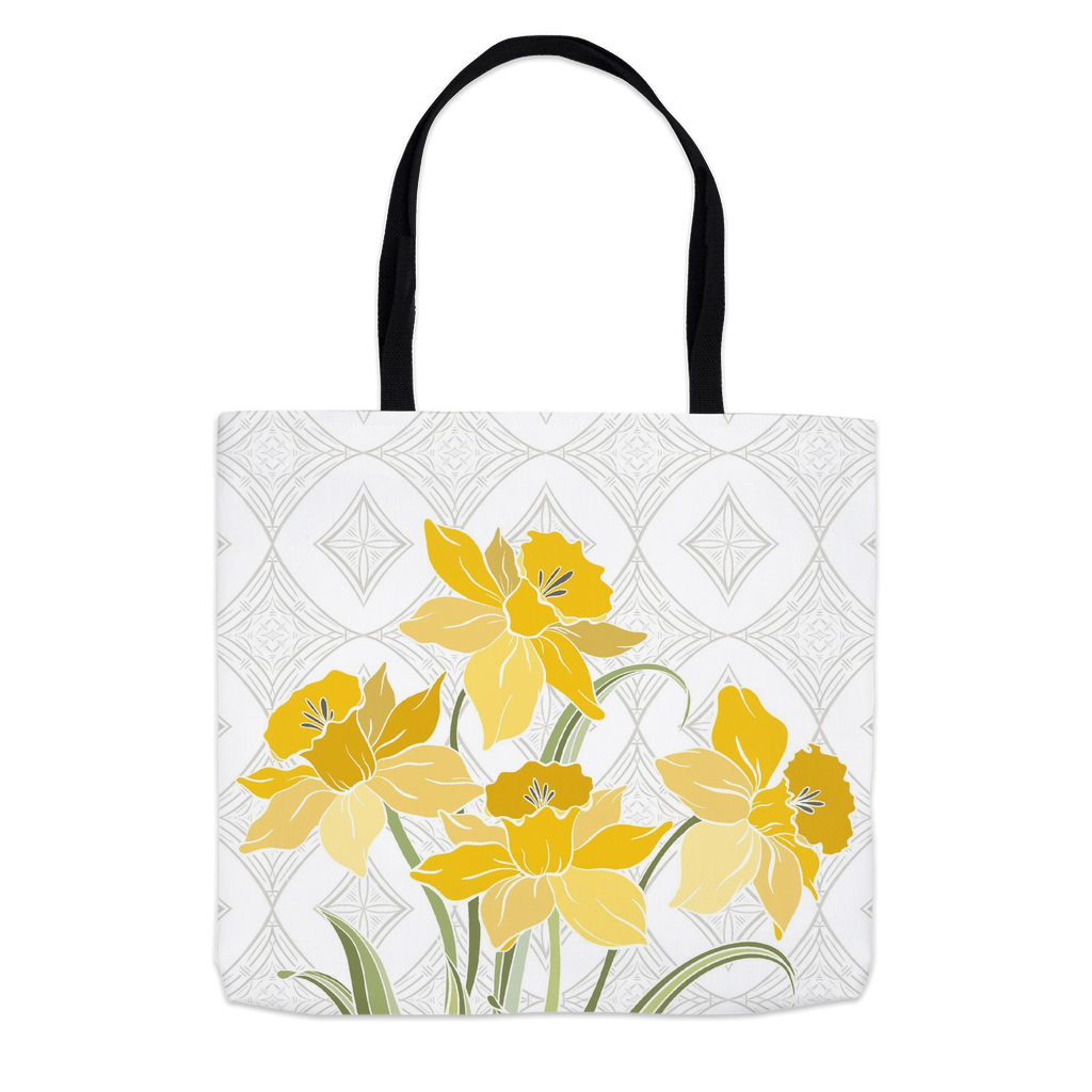 Art Deco Daffodil White Tote Bags