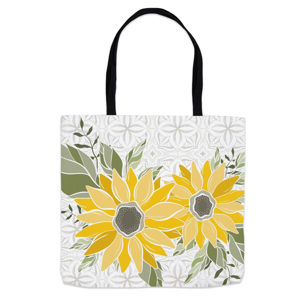 Art Deco Sunflower White Tote Bag