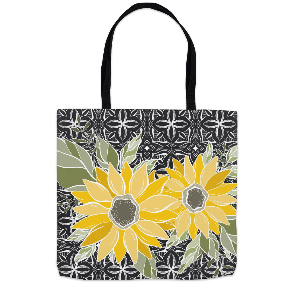 Art Deco Sunflower Charcoal Tote Bag