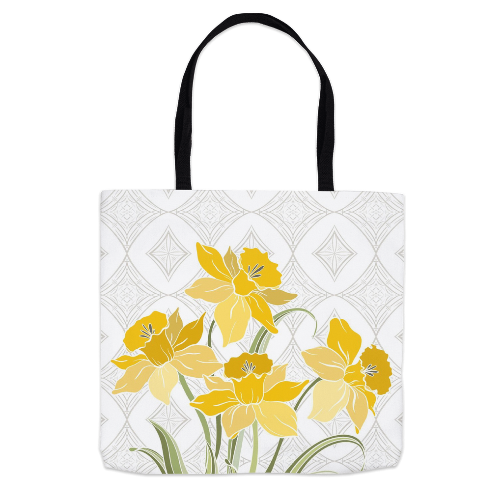 Art Deco Daffodil White Tote Bags