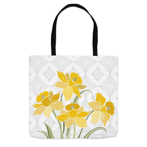 Art Deco Daffodil White Tote Bags