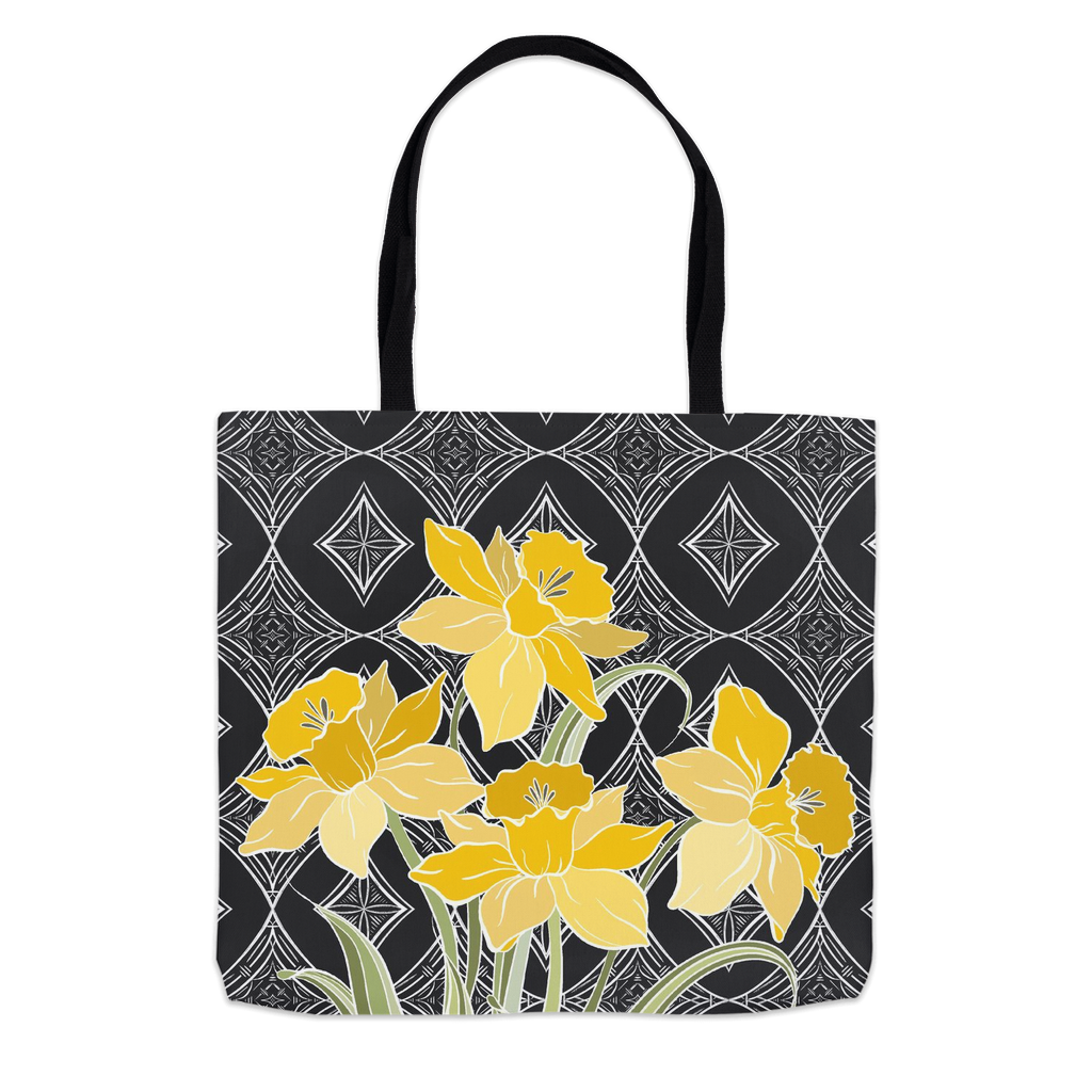 Art Deco Daffodil Charcoal Tote Bag