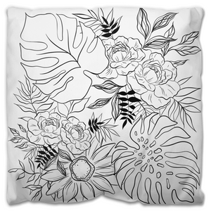 Plant Collage Outdoor Pillow