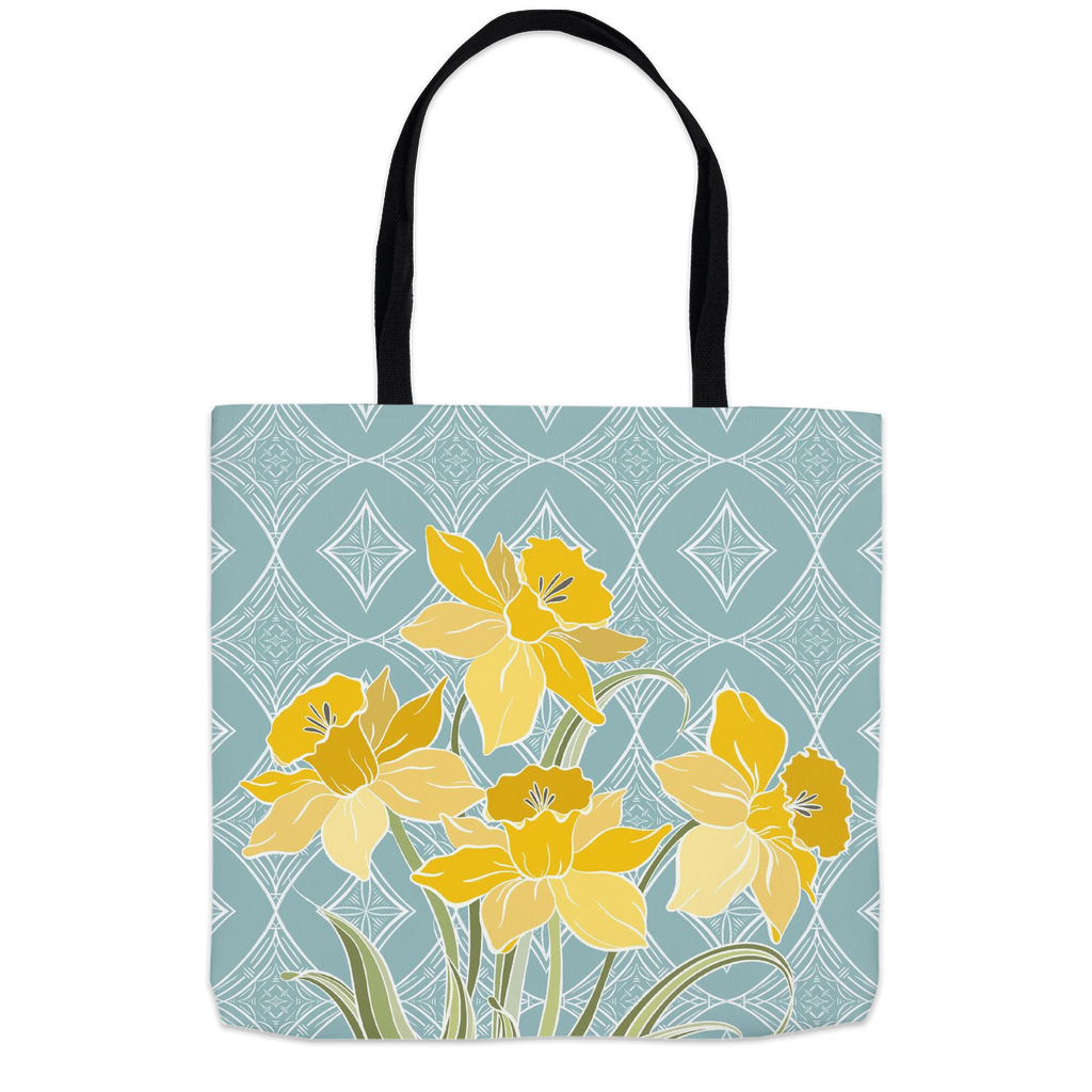 Art Deco Daffodil Vintage Blue Tote Bag