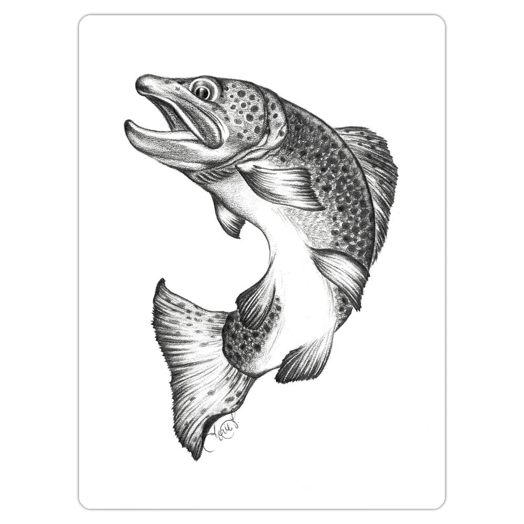 Jumping Trout Drawing Magnet