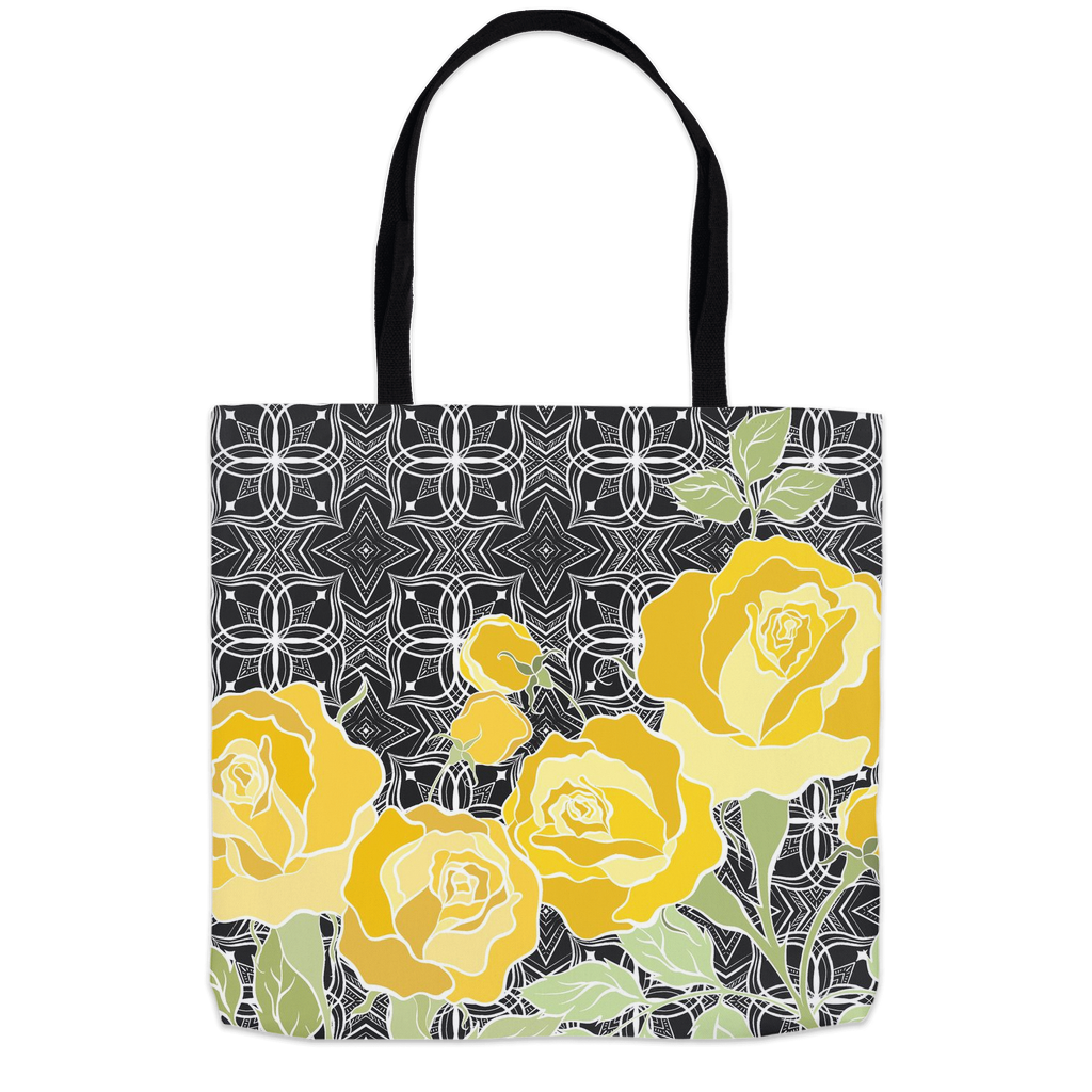 Art Deco Rose Black Tote Bag