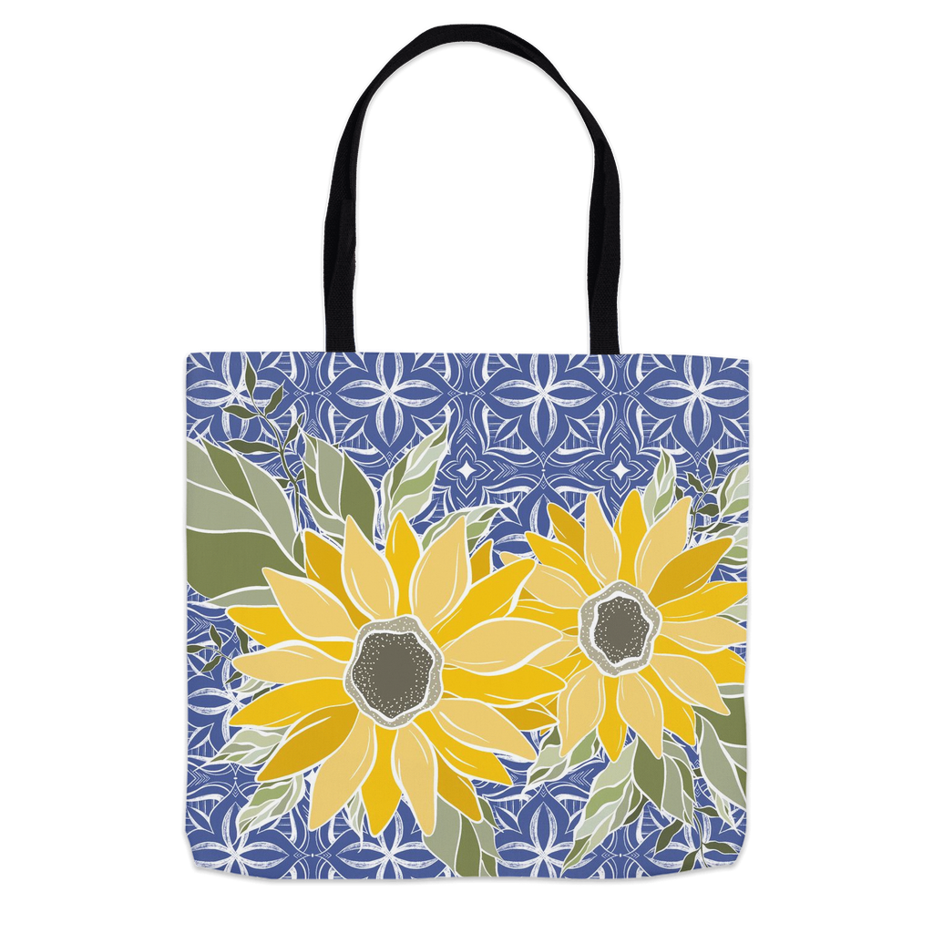 Art Deco Sunflower Blue Tote Bag