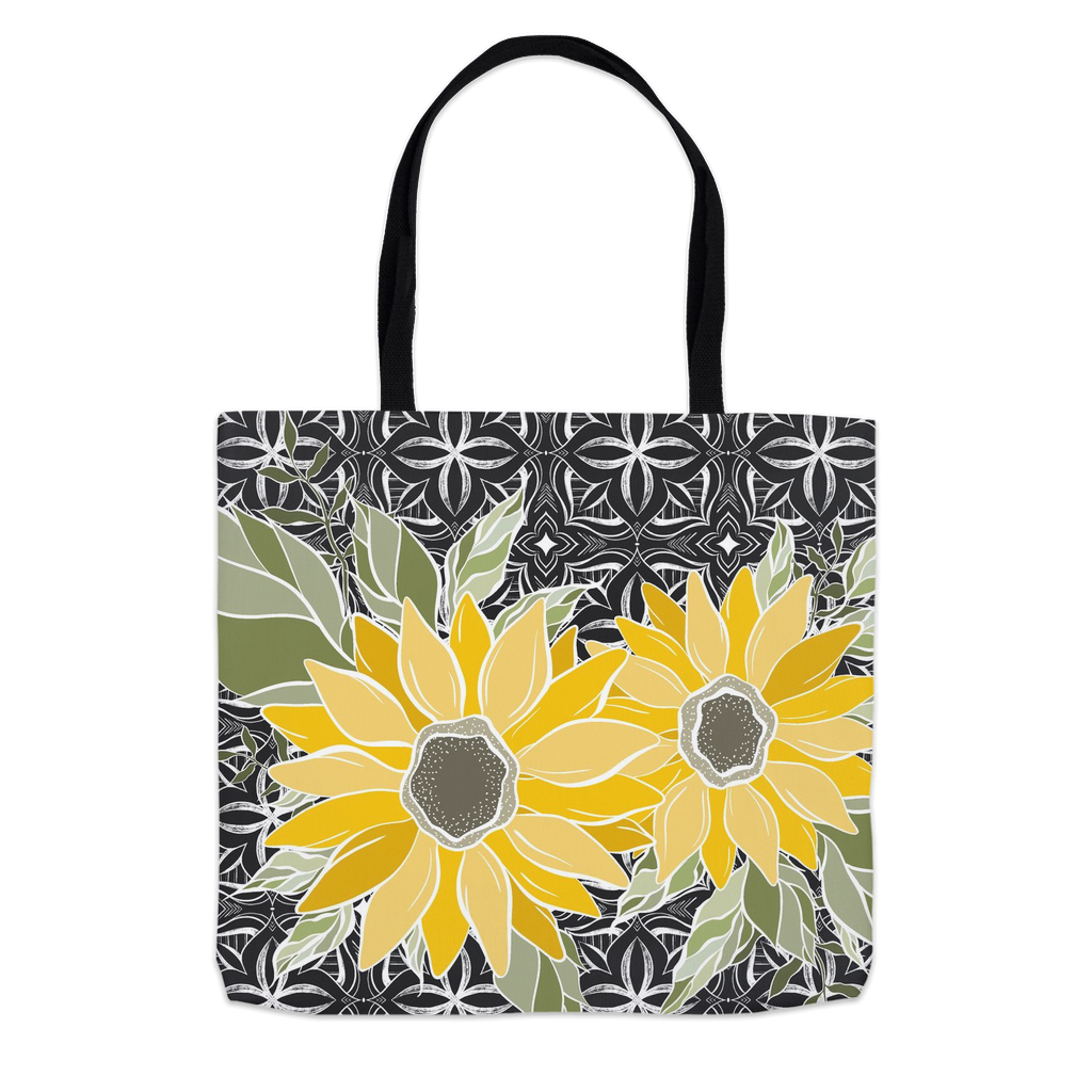 Art Deco Sunflower Charcoal Tote Bag