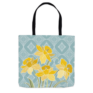 Art Deco Daffodil Vintage Blue Tote Bag