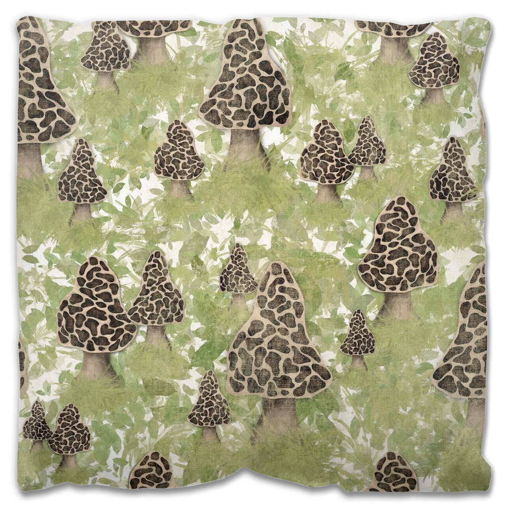 Morel Mushrooms Outdoor Pillow