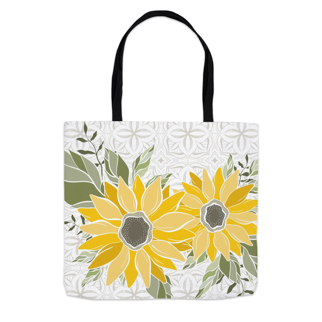 Art Deco Sunflower White Tote Bag