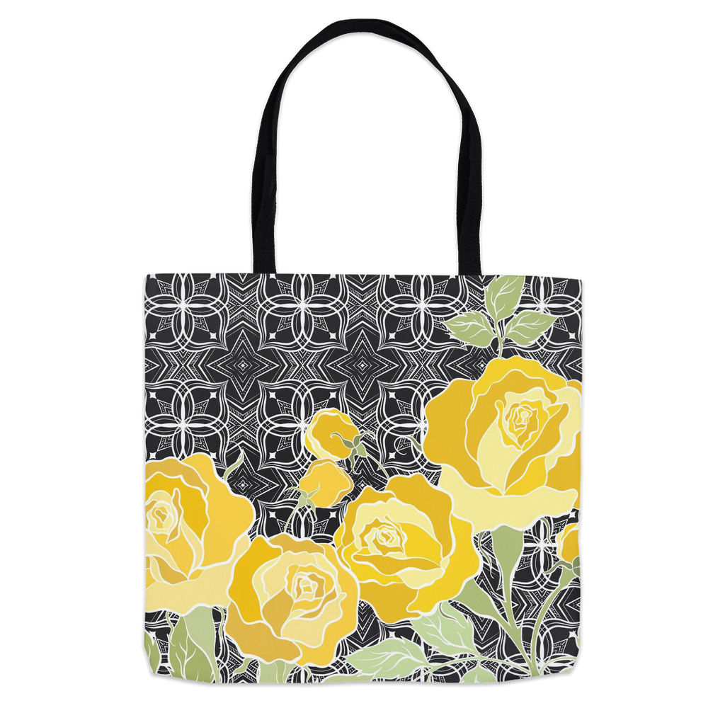 Art Deco Rose Black Tote Bag