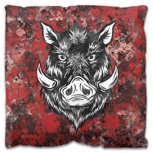 Wild Hog Red Outdoor Pillow