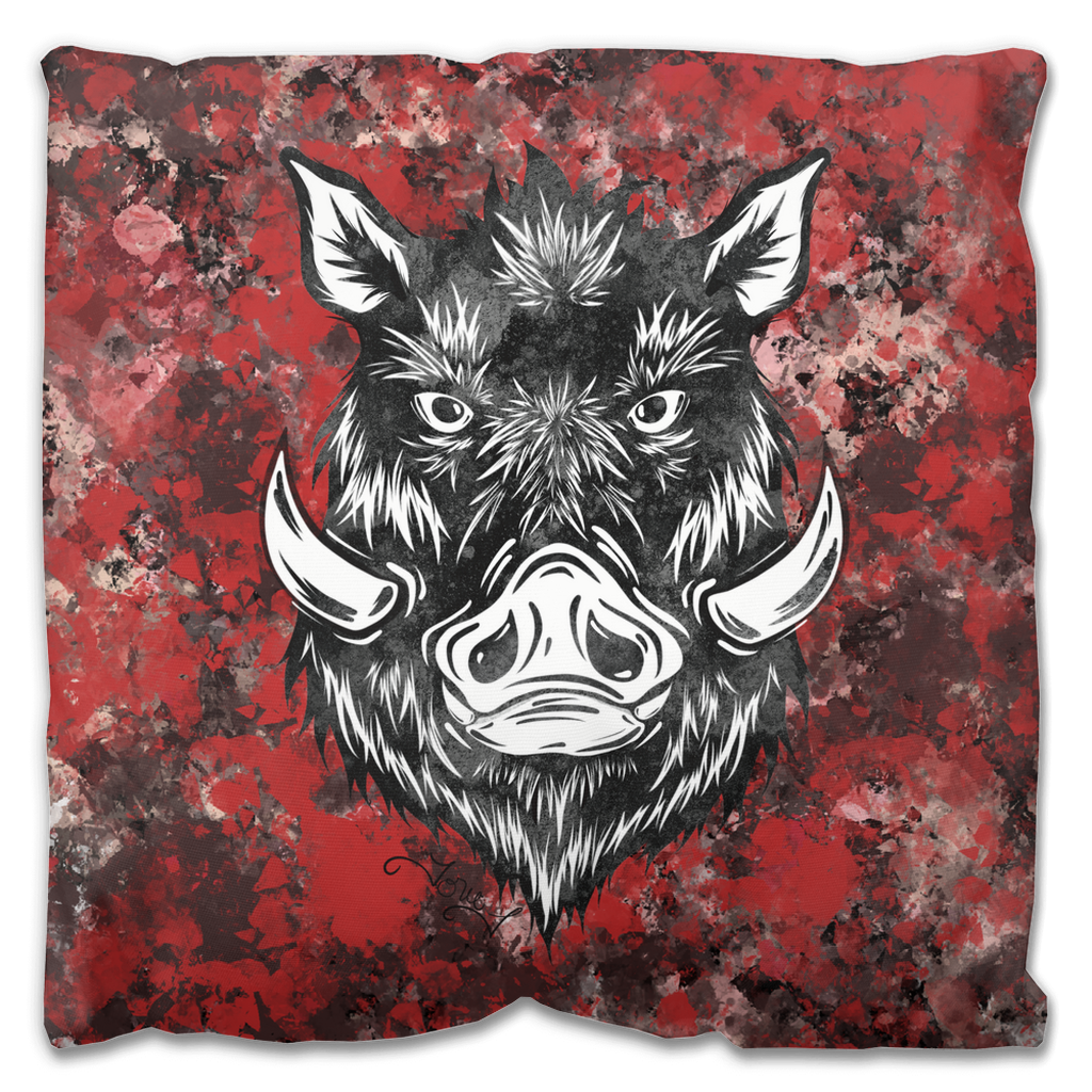 Wild Hog Red Outdoor Pillow