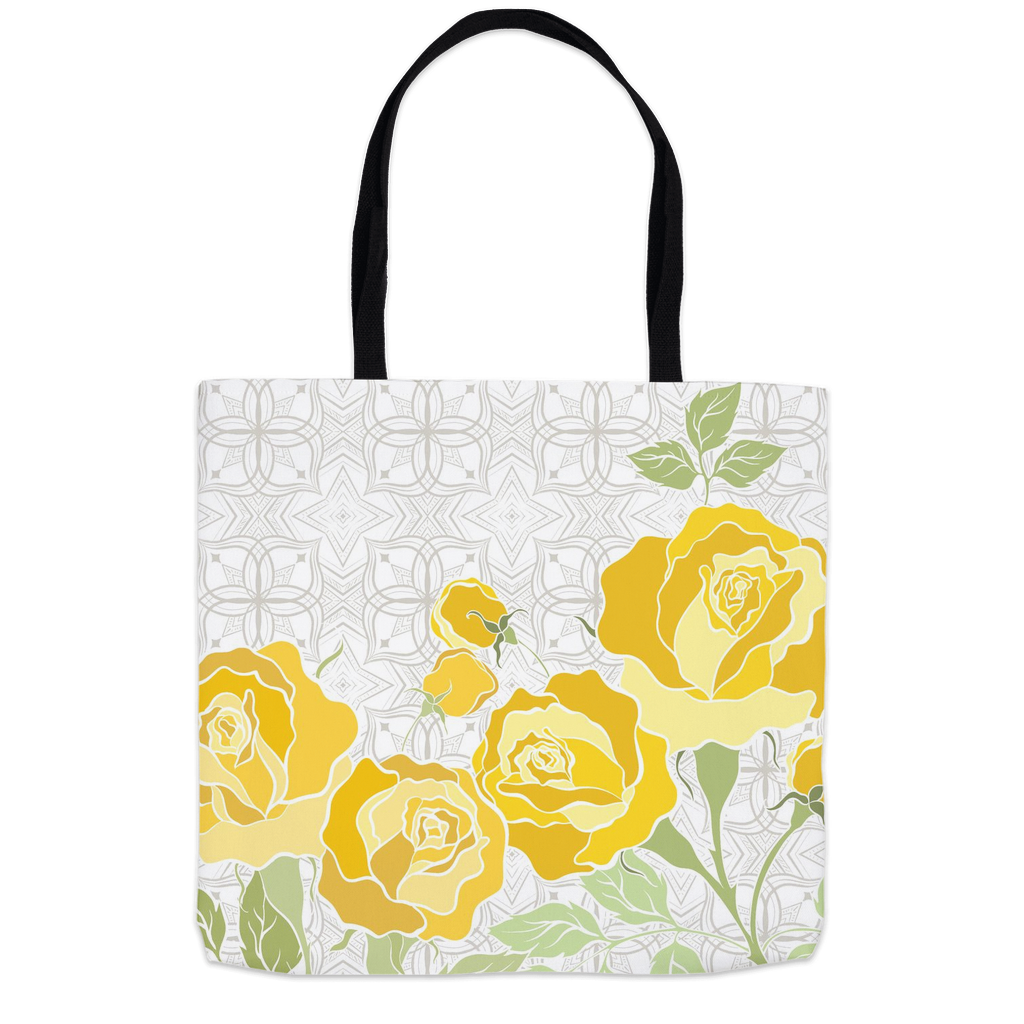 Art Deco Rose White Tote Bags