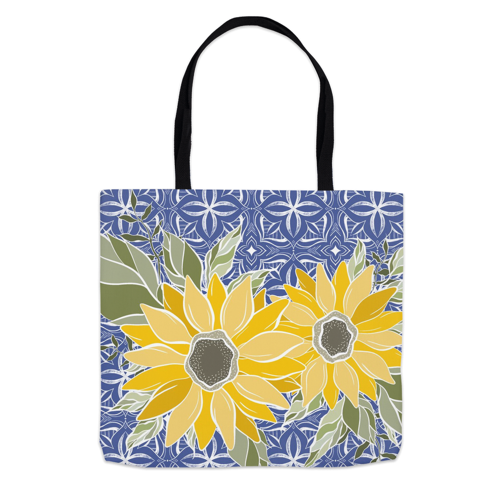 Art Deco Sunflower Blue Tote Bag