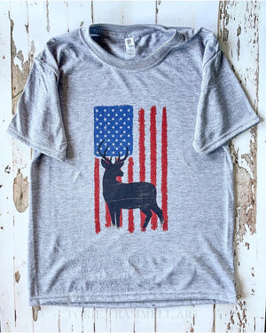 Youth American Flag Deer T shirt