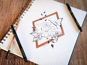 Original Floral in Ink & Copper