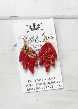 Red & Gold Clay Earrings