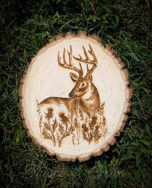 Hand Drawn & Engraved Wood Slice