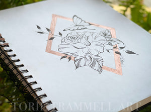 Original Floral in Ink & Copper