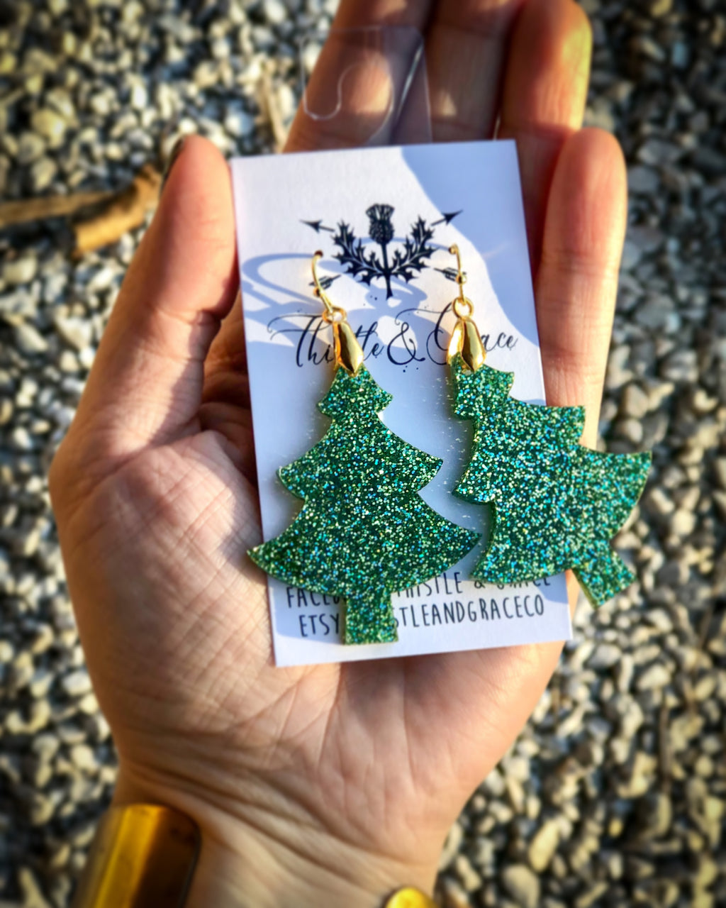 Glitter Christmas Tree Earrings