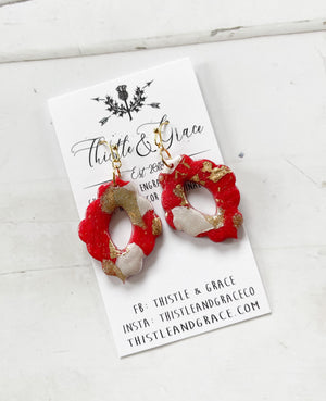 Red & Gold Clay Earrings