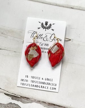 Red & Gold Clay Earrings