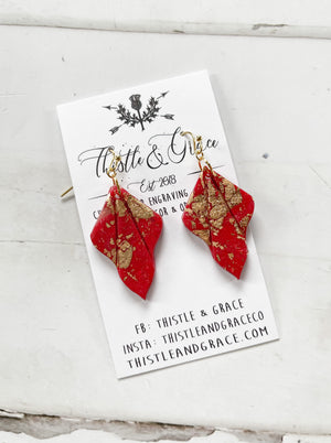 Red & Gold Clay Earrings