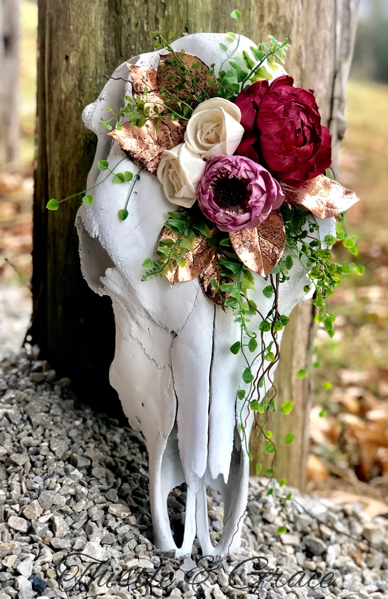 Authentic Floral Cow Skull