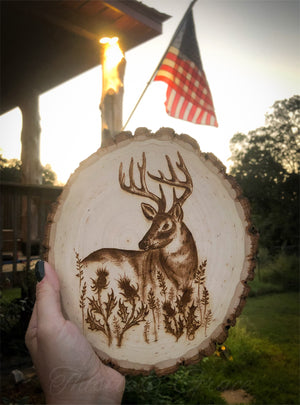 Hand Drawn & Engraved Wood Slice